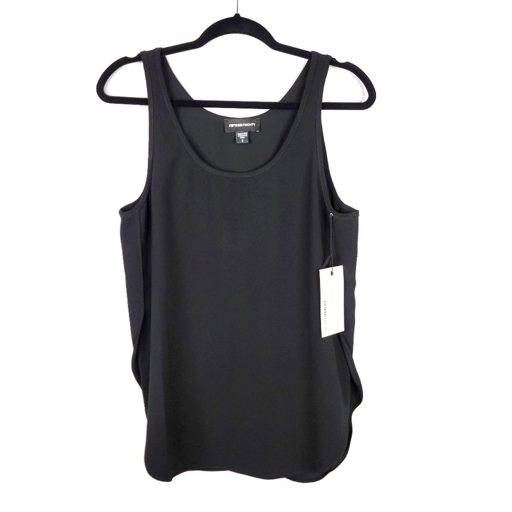 Fifteen Twenty Black Crepe Tank Top NWT
